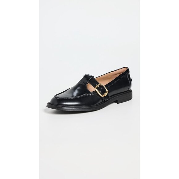 Sam Edelman Womens Black Leather Rounded Toe Ankle Buckle Elaina Loafer Flats - Picture 2 of 5